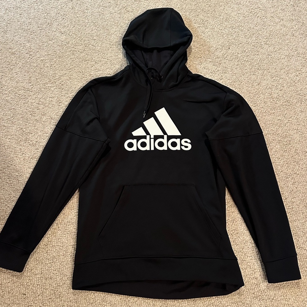 Adidas Men's Black Hoodie with White Logo